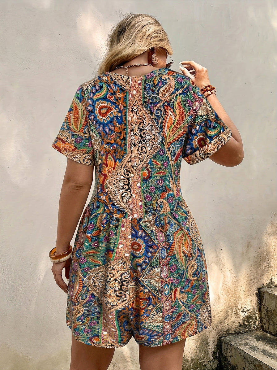 Reagan | Ocean Breeze Boho Jumpsuit - Plus size model