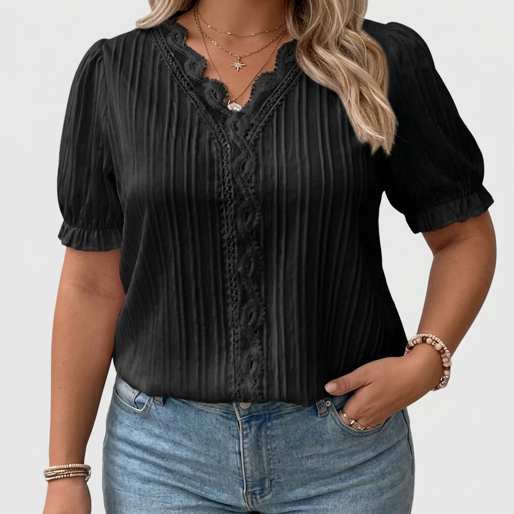 Avienne | Elegant V-Neck Blouse - Plus size model