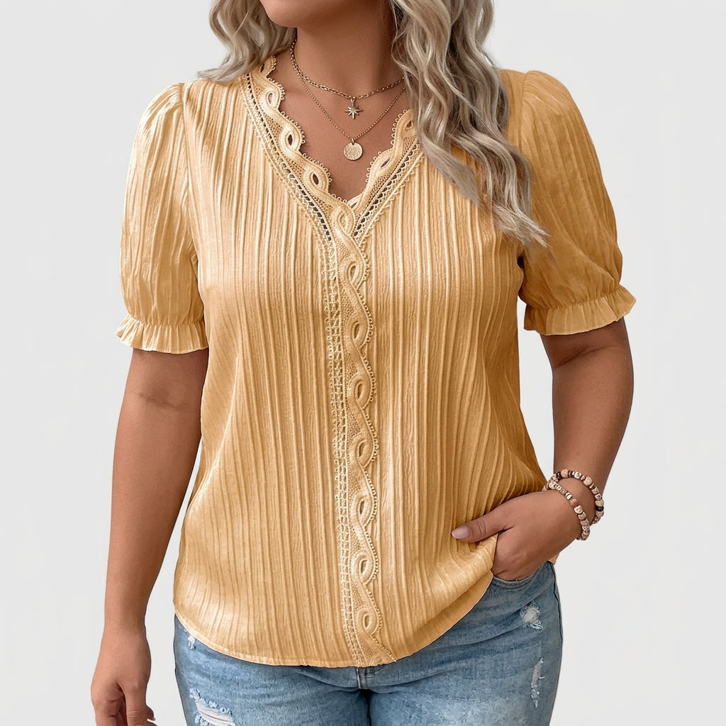 Avienne | Elegant V-Neck Blouse - Plus size model