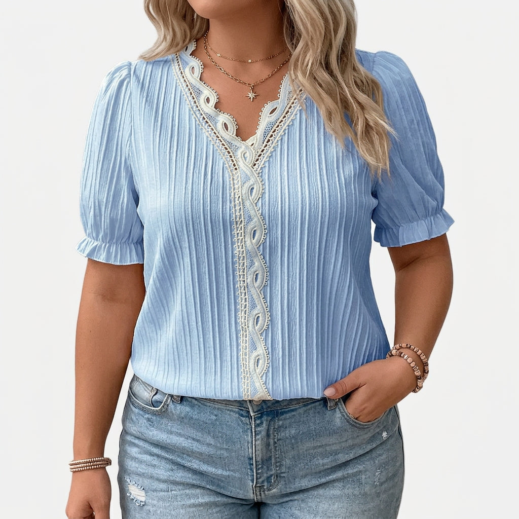 Avienne | Elegant V-Neck Blouse - Plus size model