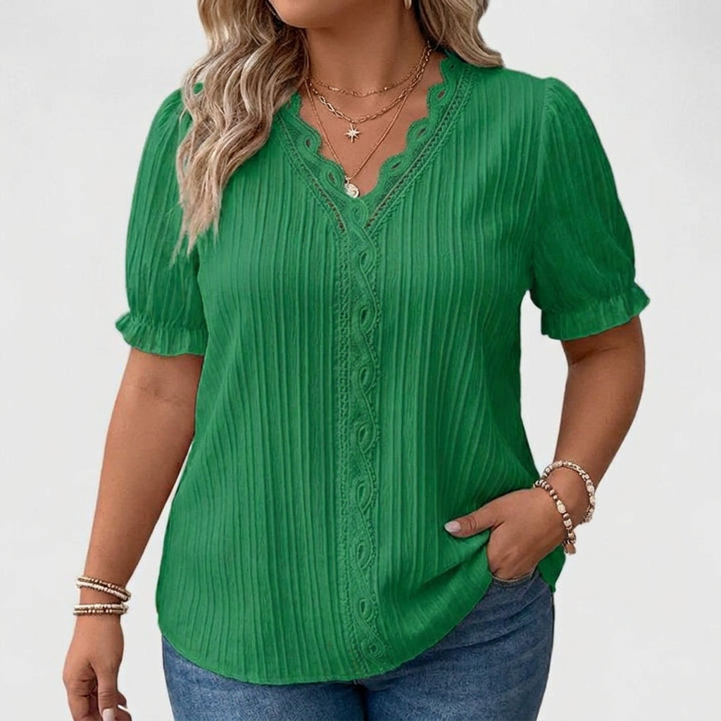 Avienne | Elegant V-Neck Blouse - Plus size model