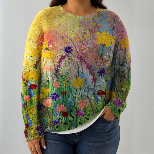 Adriana - Retro Scandinavian knitted sweater - Plus size model