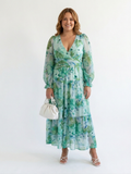 Althea | Long Sleeve Floral Maxi Dress - Plus size model