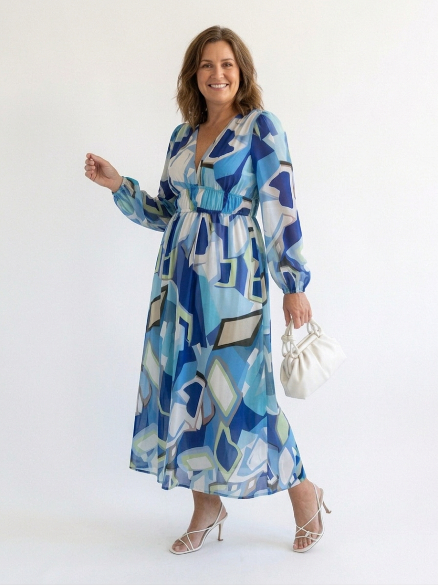 Althea | Long Sleeve Floral Maxi Dress - Plus size model
