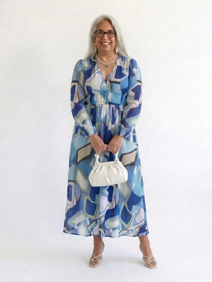 Althea | Long Sleeve Floral Maxi Dress - Plus size model