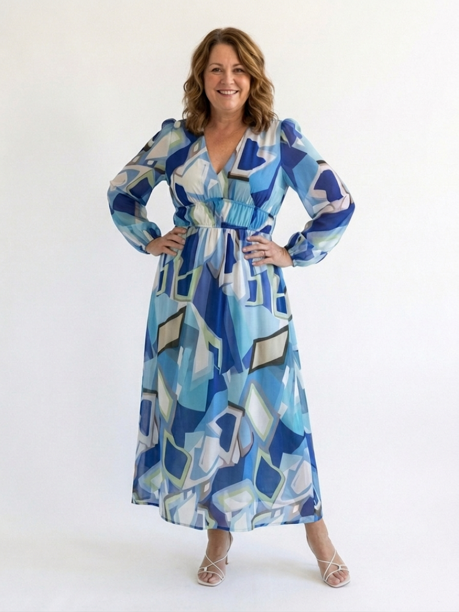 Althea | Long Sleeve Floral Maxi Dress - Plus size model