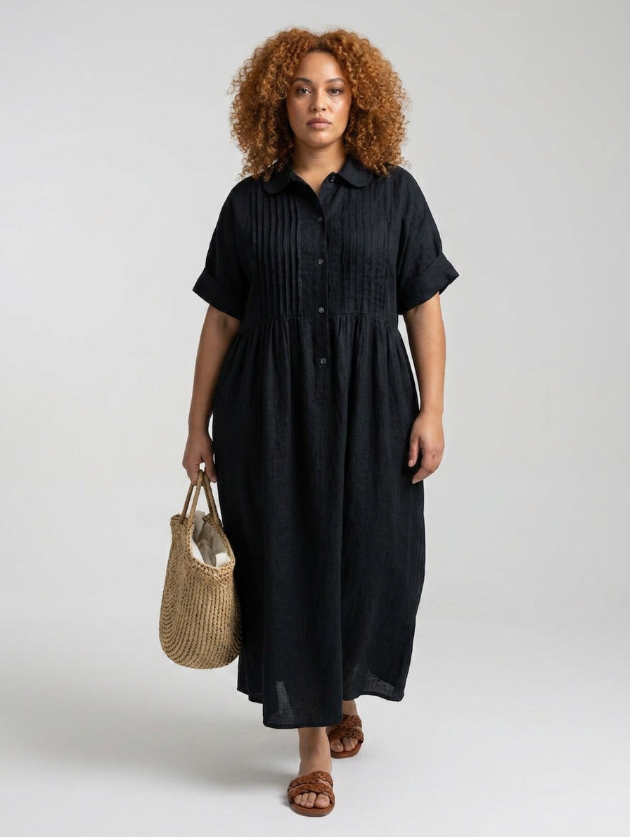 Lysandra™ - Flowing Summer Shirt Dress - Plus size model
