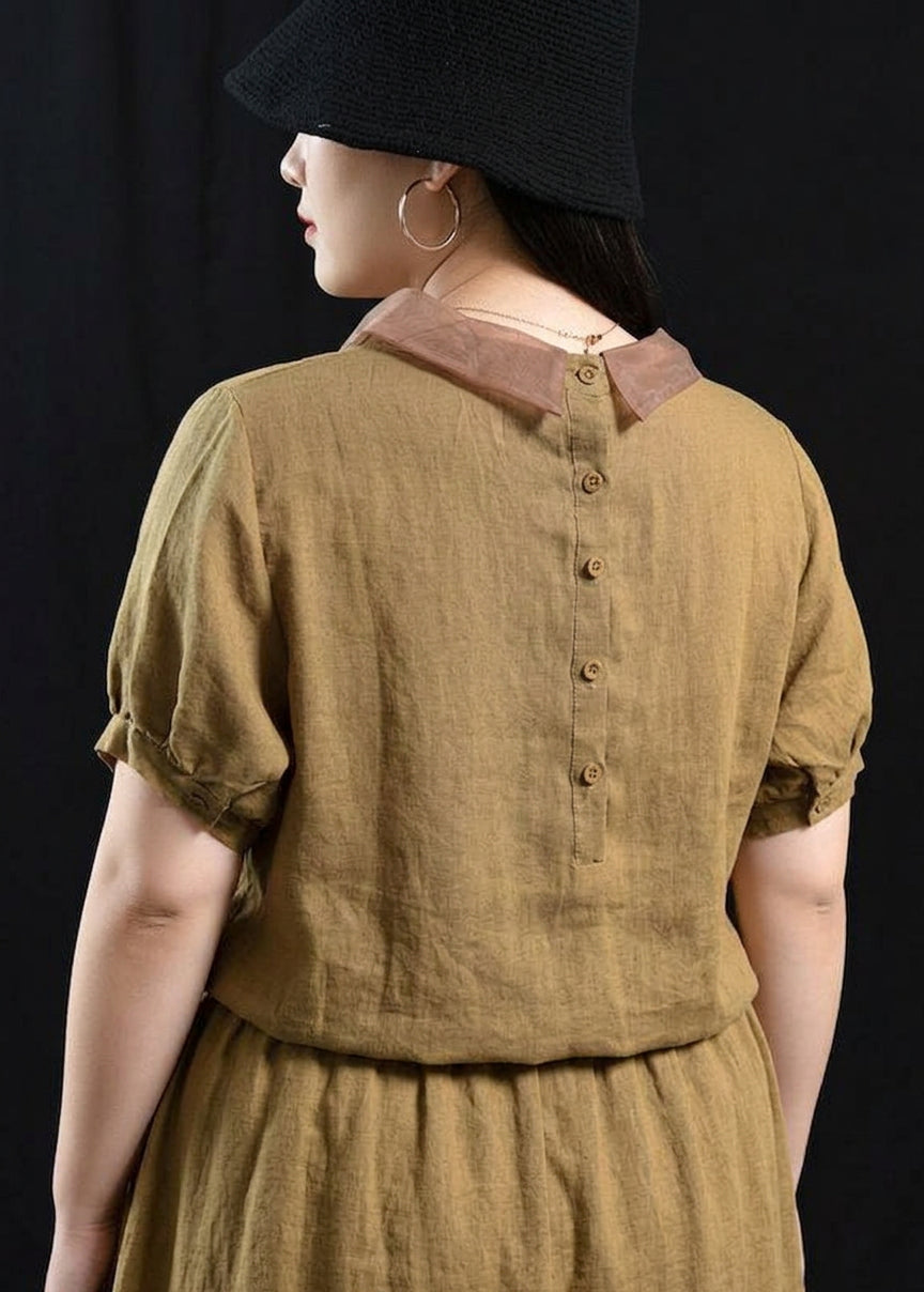 Emma - Summer Linen Shirt Blouse - Plus size model