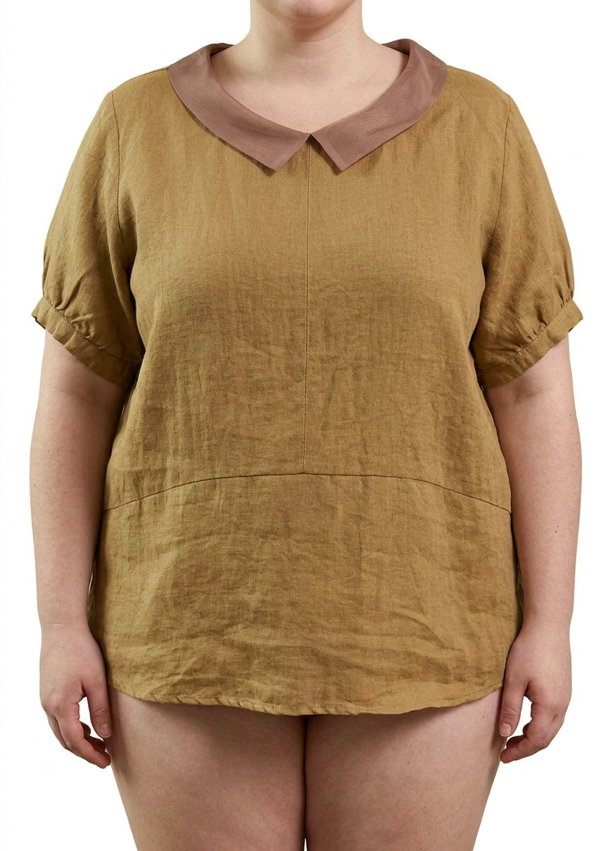 Emma - Summer Linen Shirt Blouse - Plus size model