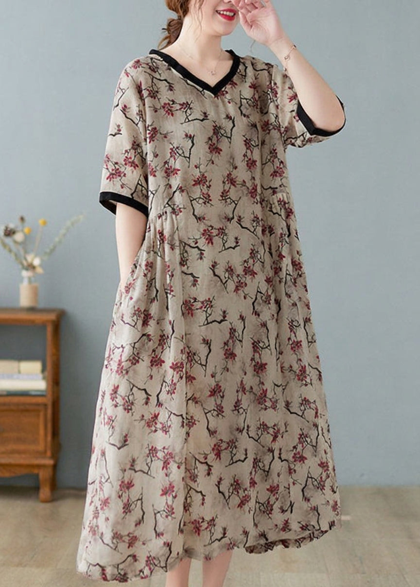 Ava - Linen Dresses Short Sleeve - Plus size model