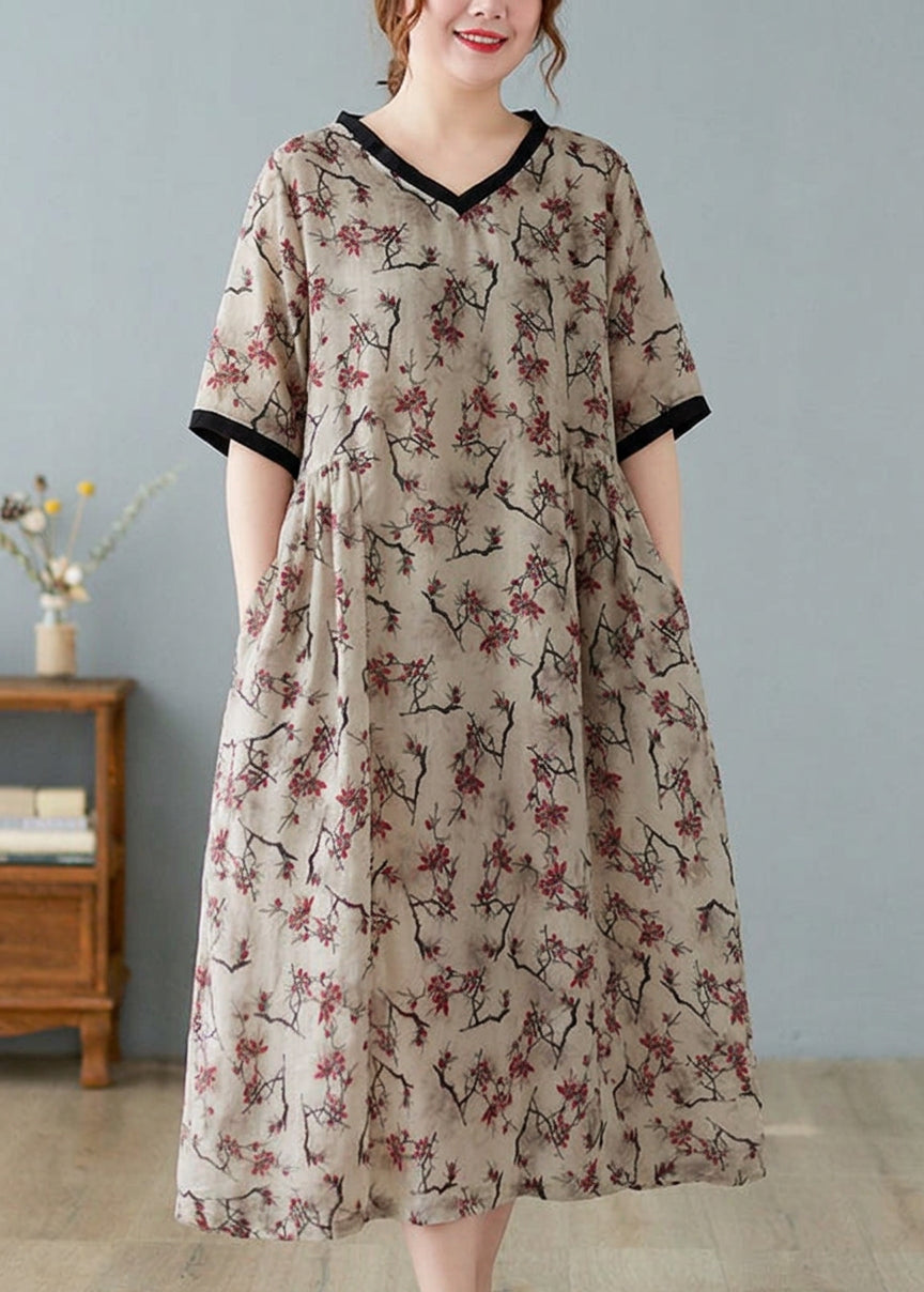 Ava - Linen Dresses Short Sleeve - Plus size model