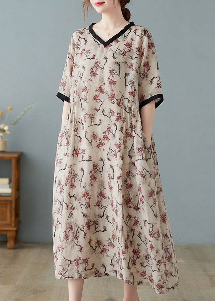 Ava - Linen Dresses Short Sleeve - Plus size model