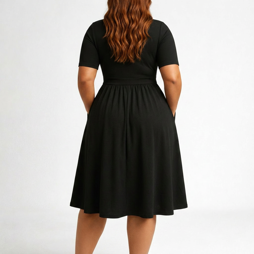 Eleanor | Elegant Midi Dress with Pockets - Plus size model