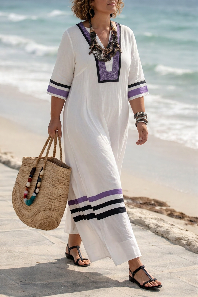 Alora | Elegant Coastal Breeze Maxi Dress - Plus size model