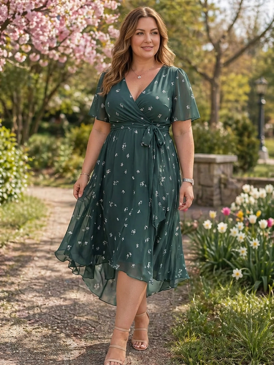 Koraline | Floral Dresses - Plus size model