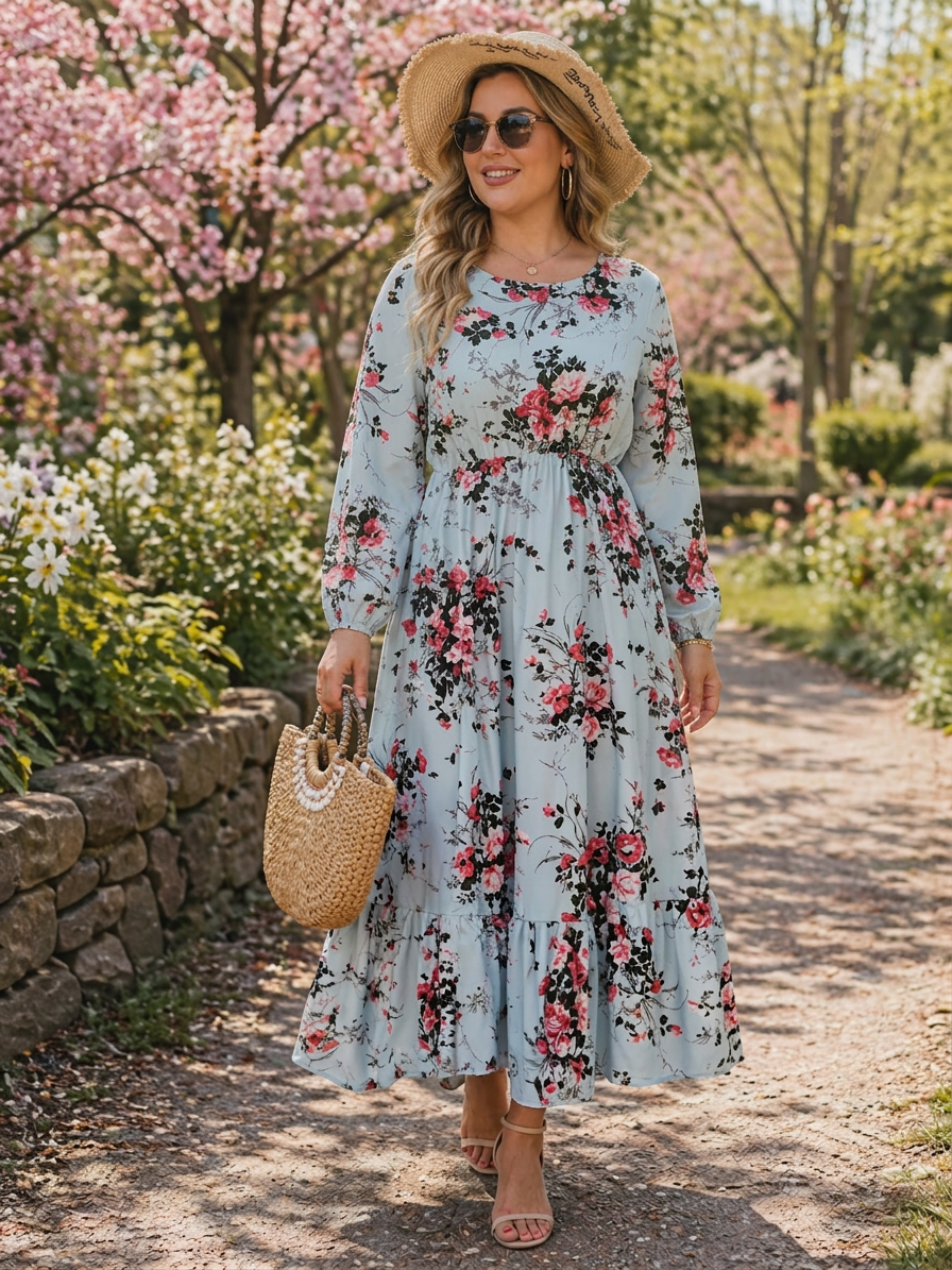 Aminta | Floral Dresses - Plus size model