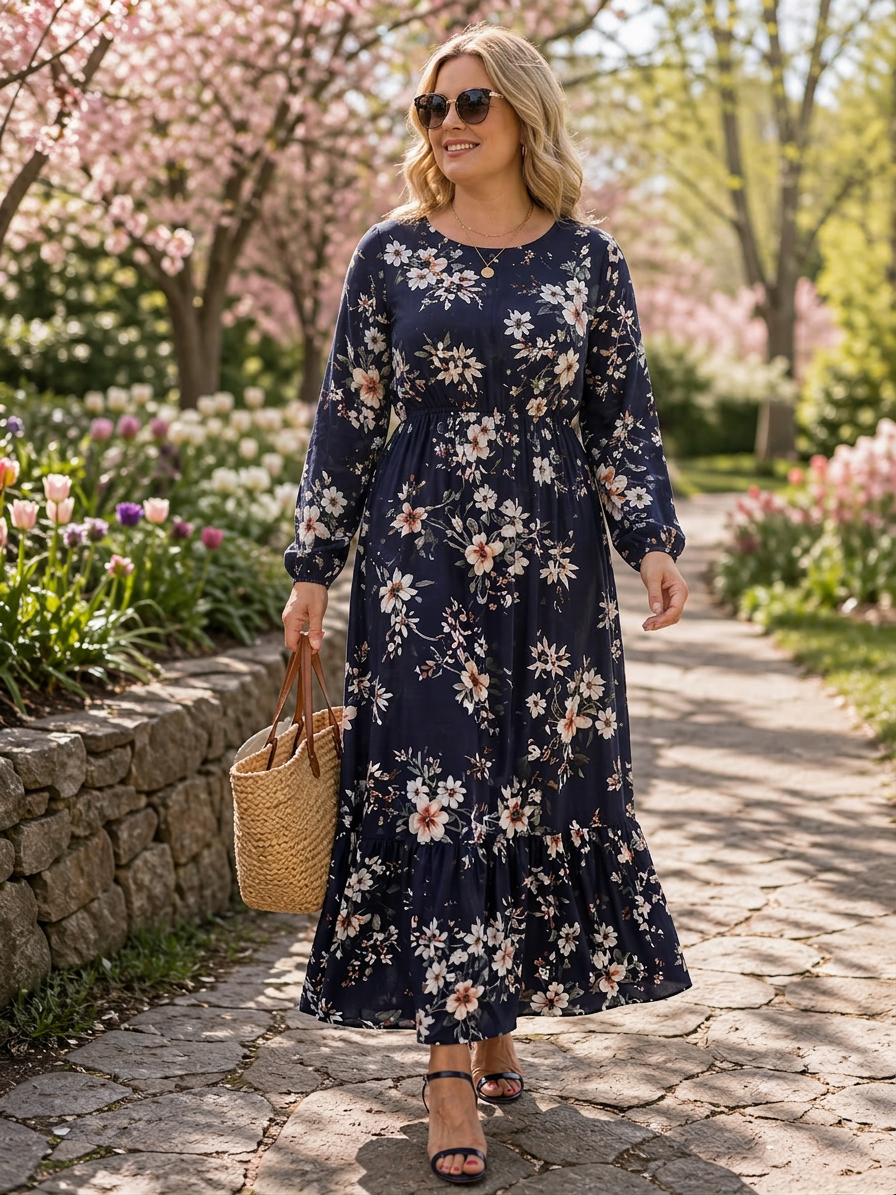 Aubrina | Floral Dresses - Plus size model