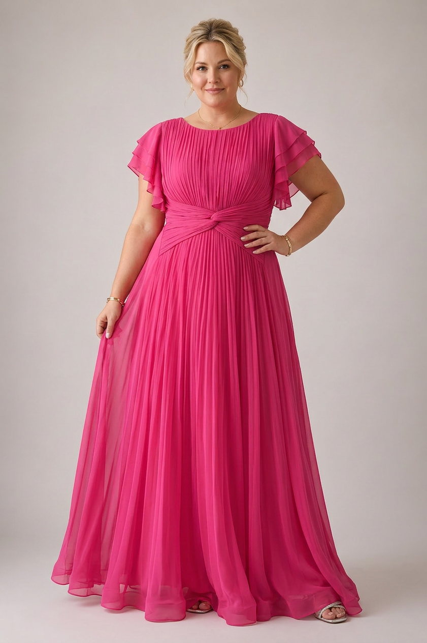 Stella & Grace™ | Pleated Evening Dress - Plus size model