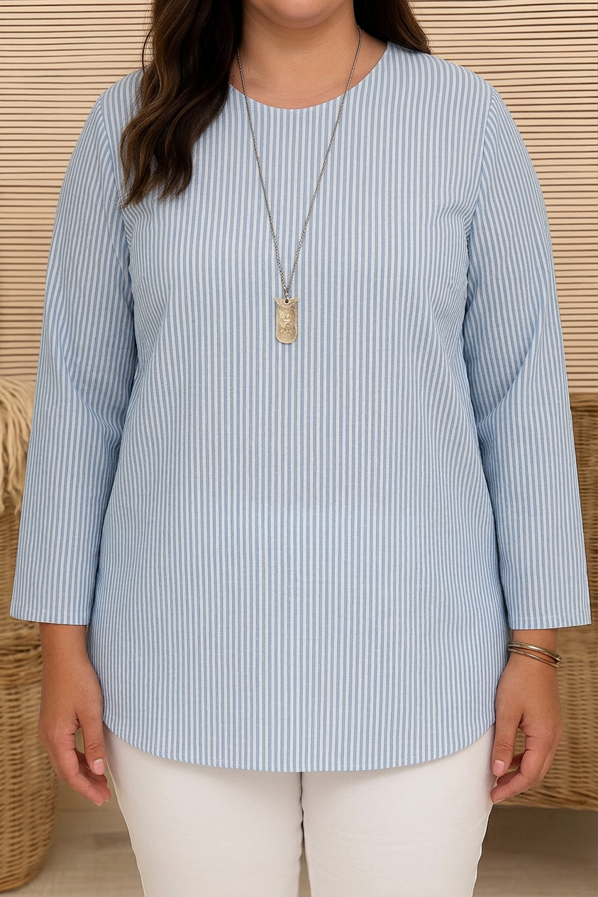 Cecilia™ | Trendy Striped Blouse - Plus size model