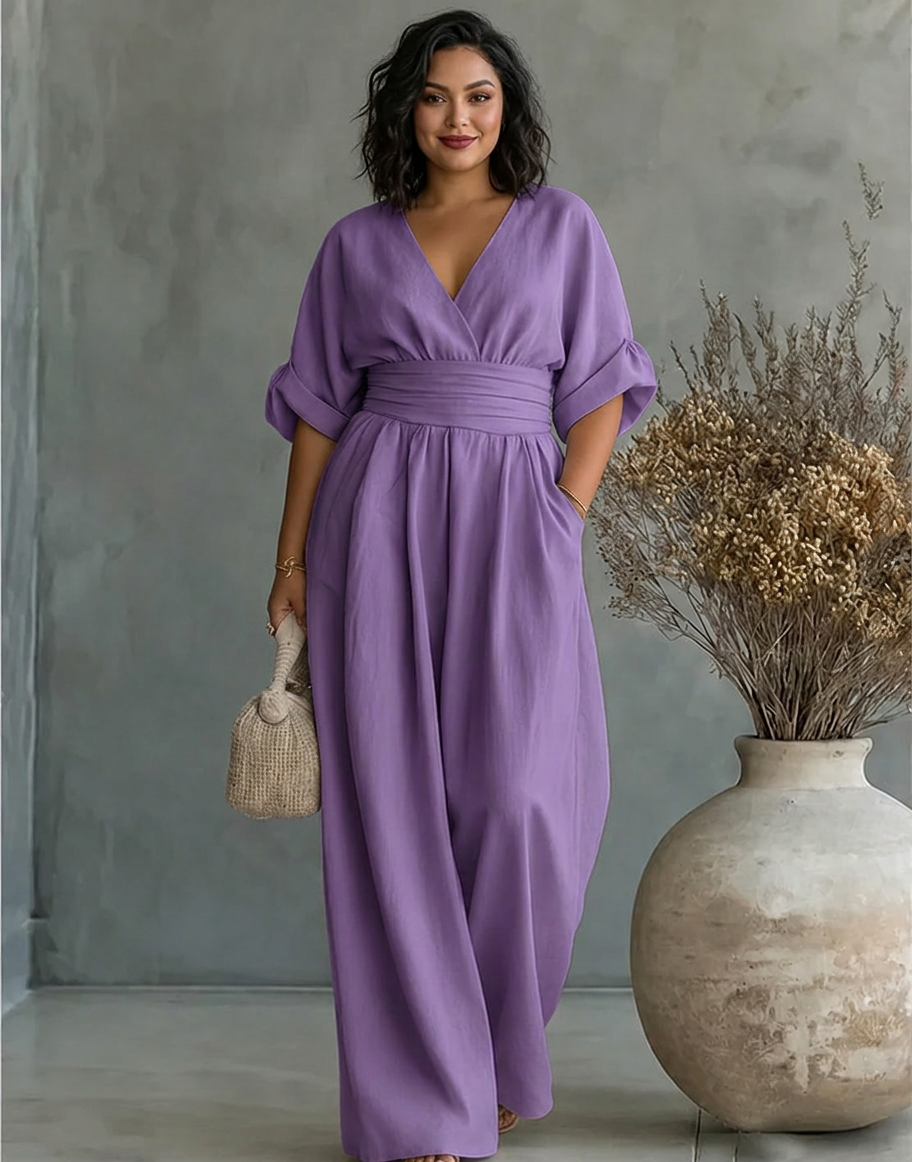 Elise – Elegant Fluid Jumpsuit - Plus size model