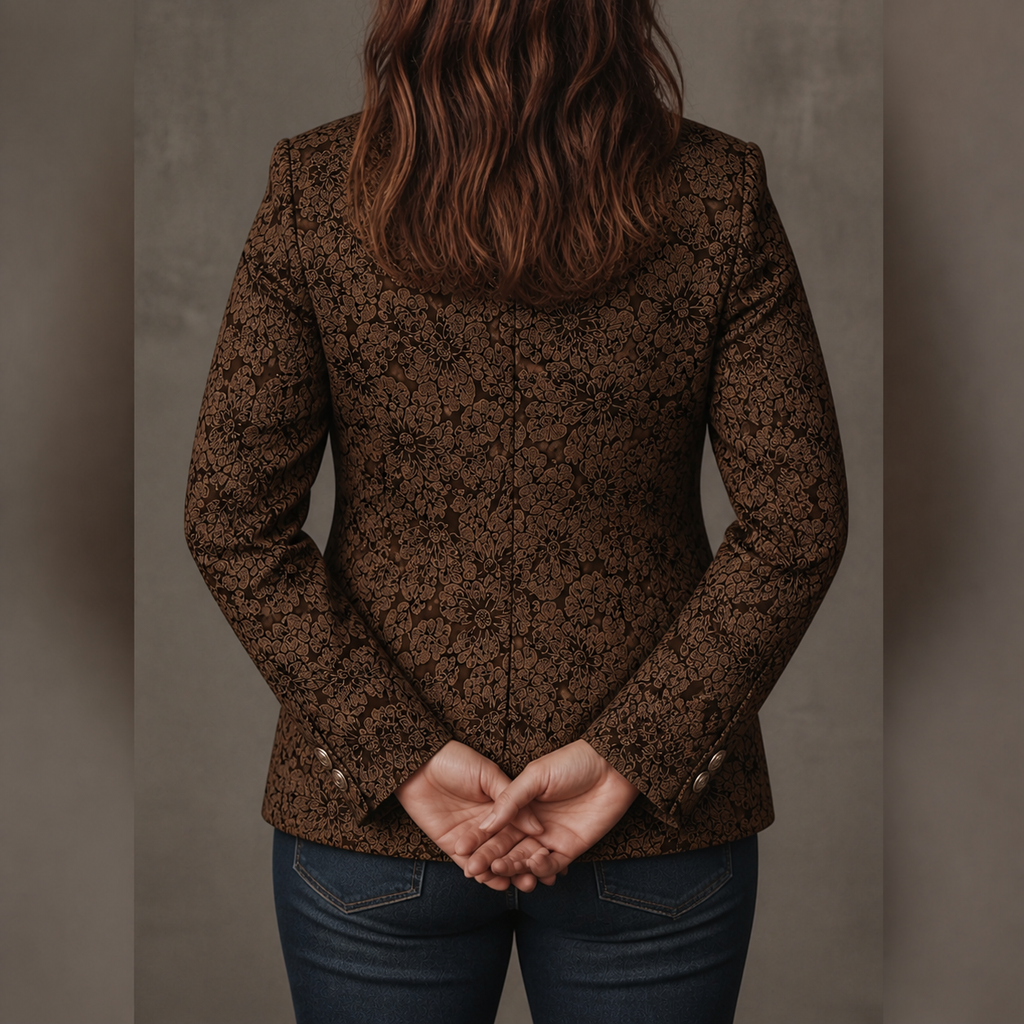 Women’s Paisley Jacquard Fitted Blazer - Plus size model