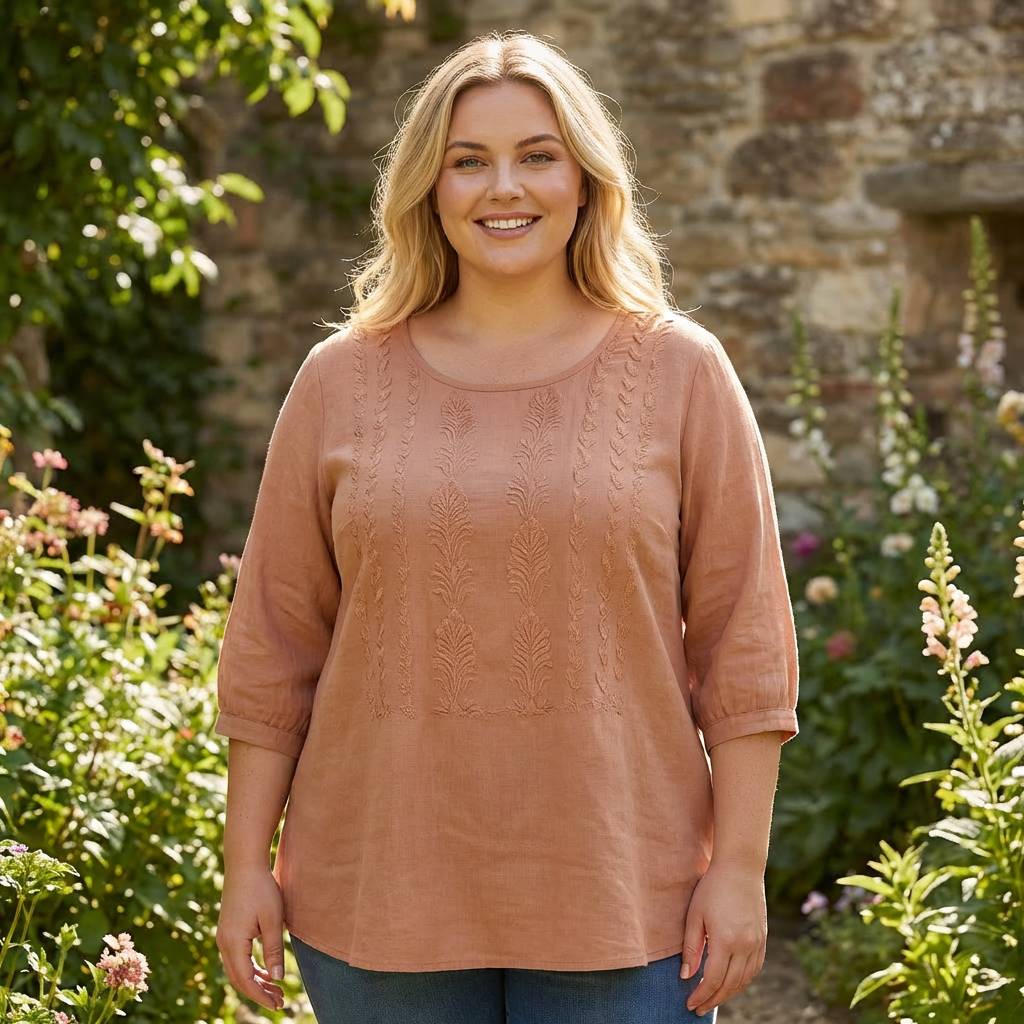 Sonia | Floral Relaxed Blouse - Plus size model