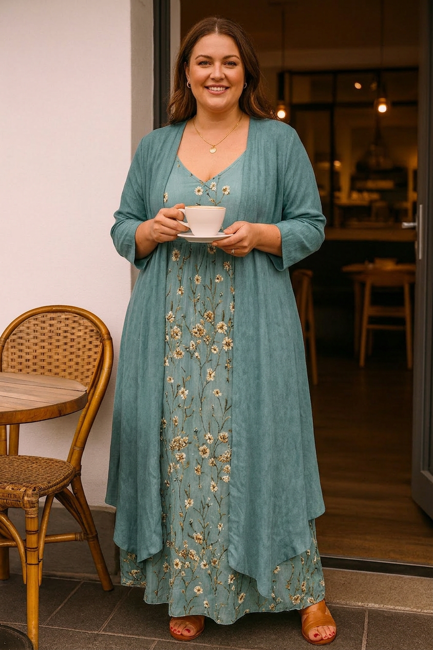Mariselle | Elegant Two-Piece Maxi Set - Plus size model
