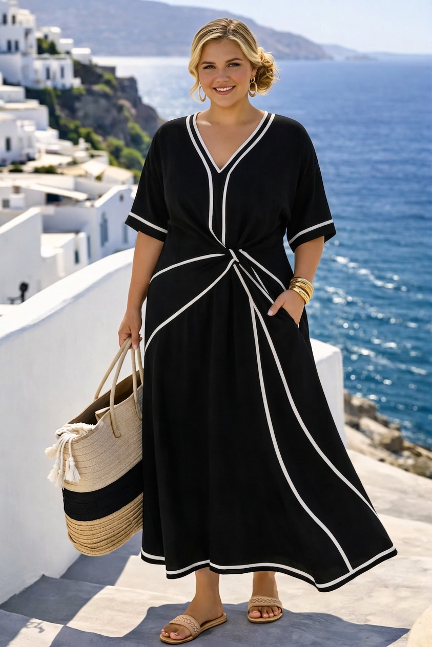 Athena Elegant Flattering Dress - Plus size model