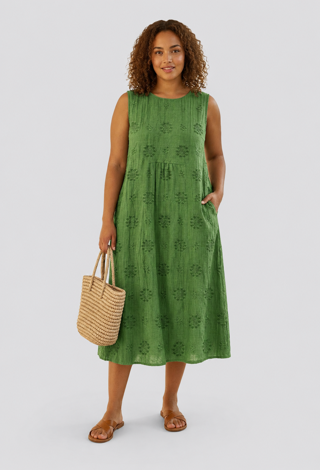 Sara Pattern Midi Dress – Queen Shaped