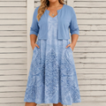 Courtney -Female Floral Dress Suit - Plus size model