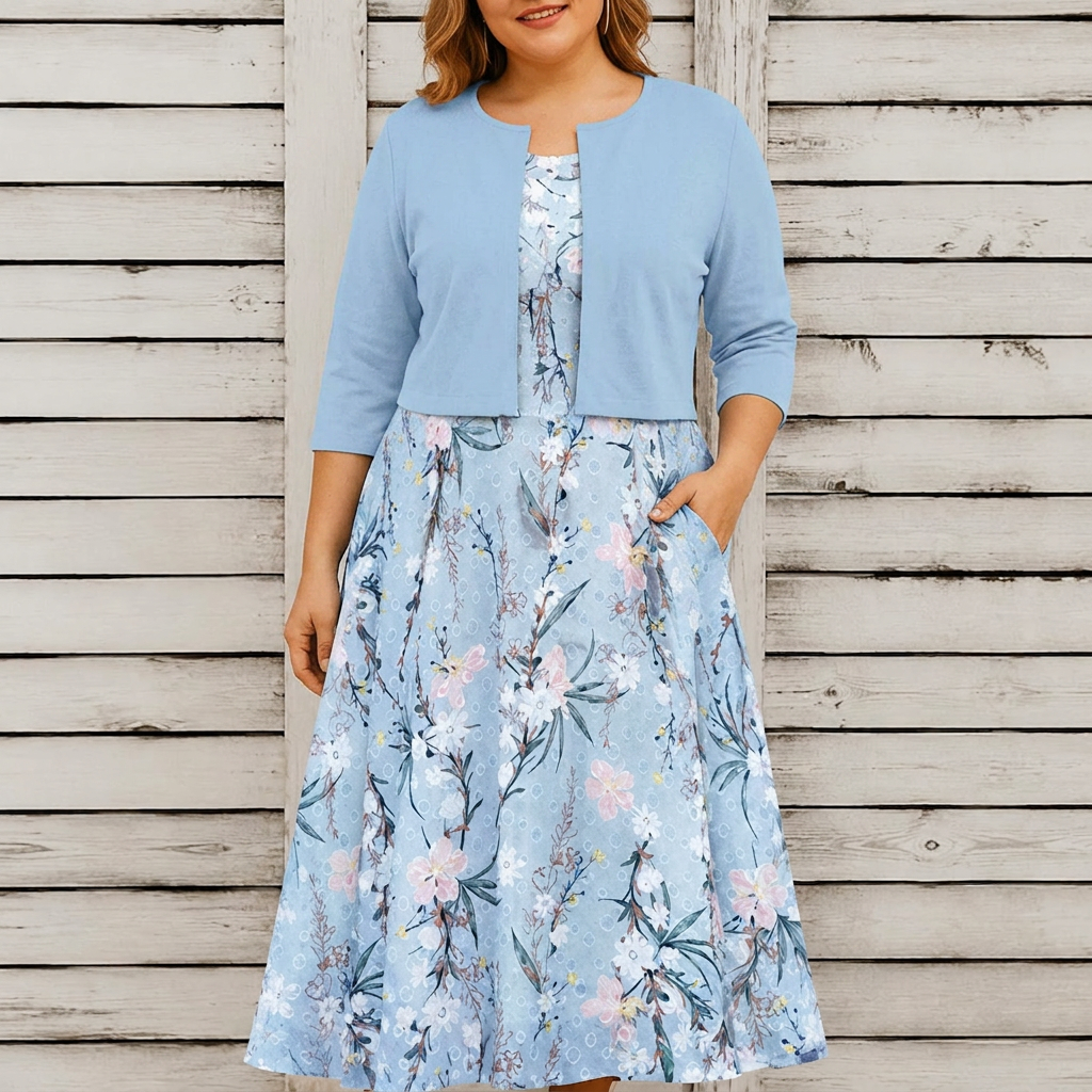 Emma - Vest Dress Two-piece Set - Plus size model