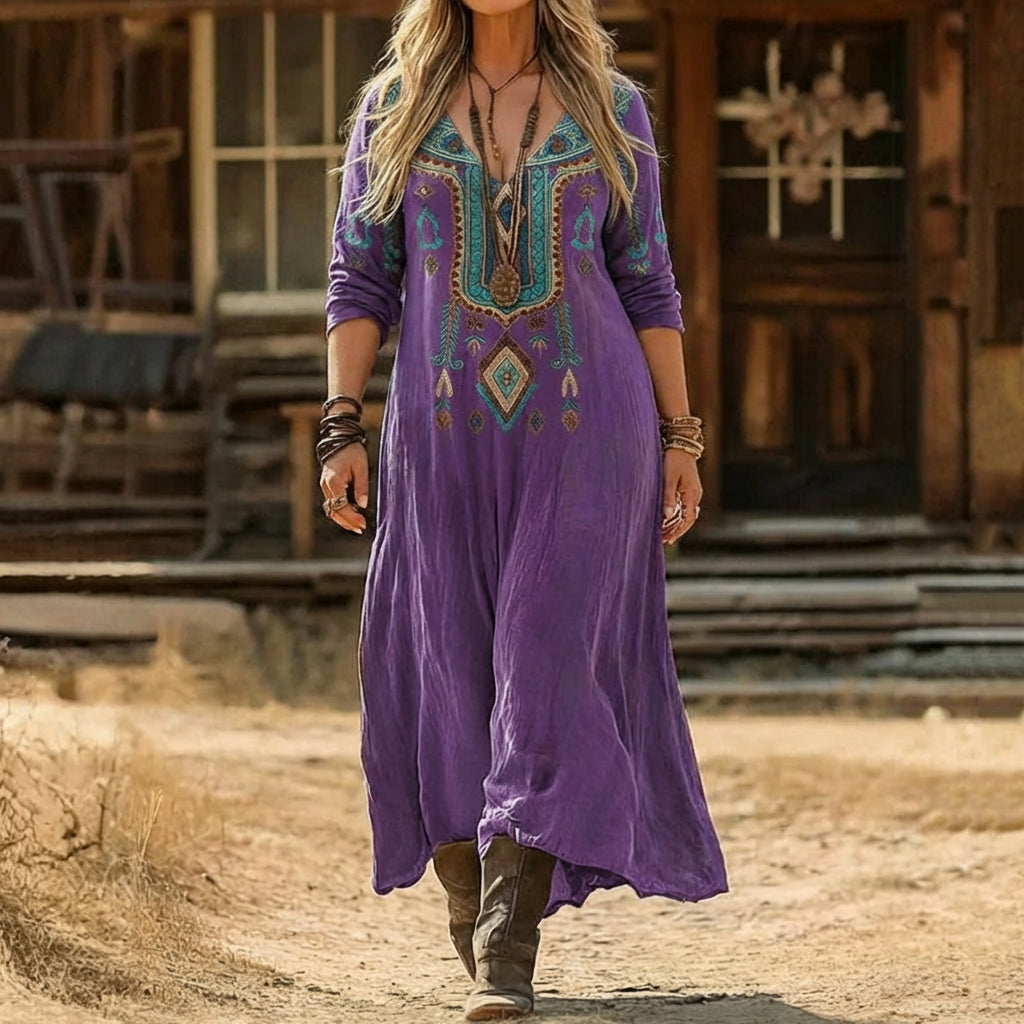 Madison | Vintage-Inspired Long Sleeve Casual Dress - Plus size model