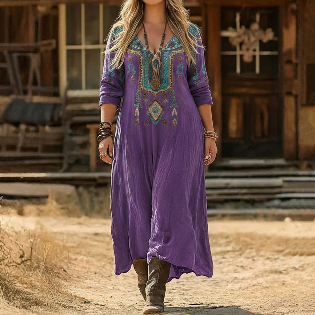 Madison | Vintage-Inspired Long Sleeve Casual Dress - Plus size model