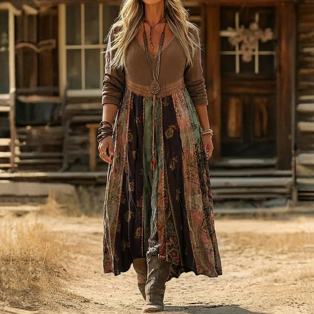 Olivia | Vintage-Inspired Long Sleeve Casual Dress - Plus size model
