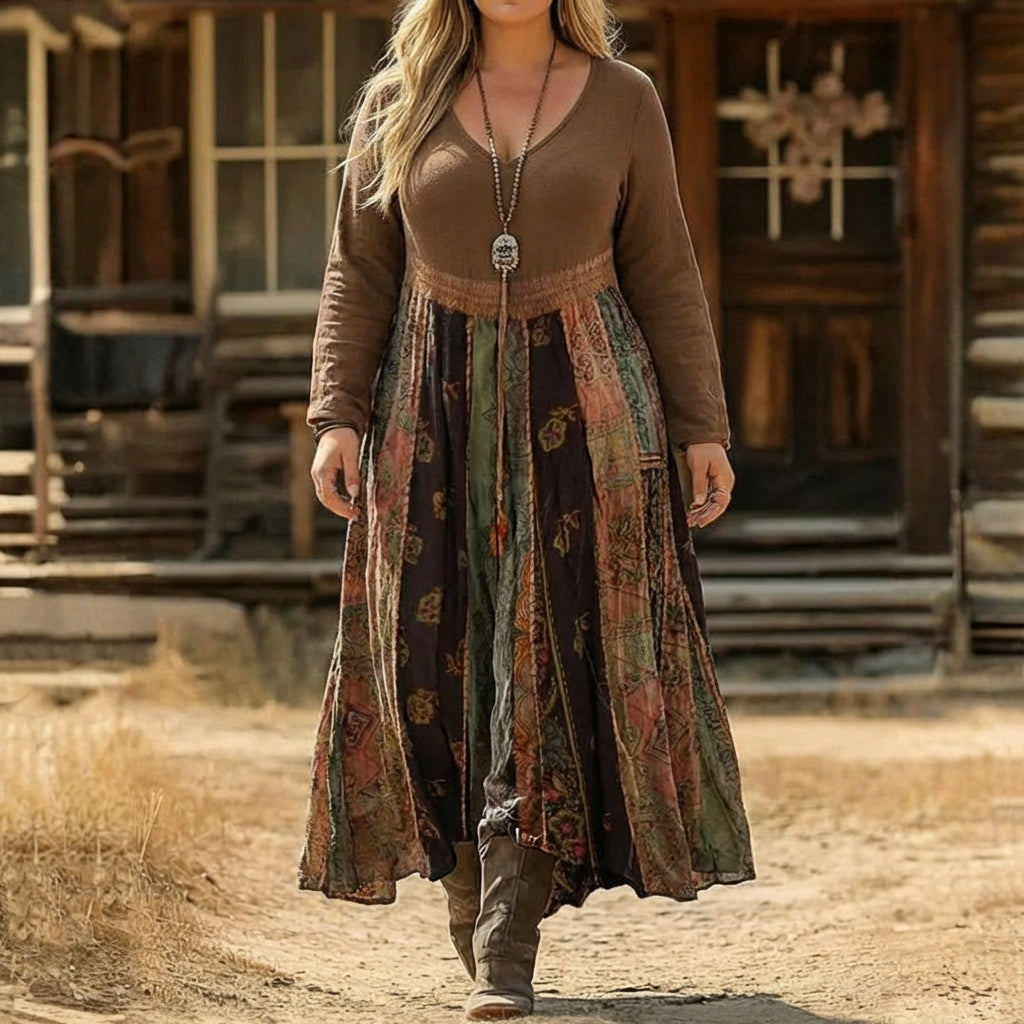 Olivia | Vintage-Inspired Long Sleeve Casual Dress - Plus size model