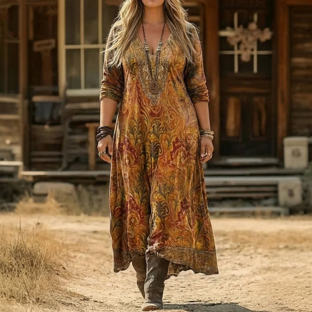 Penelope | Vintage-Inspired Long Sleeve Casual Dress - Plus size model