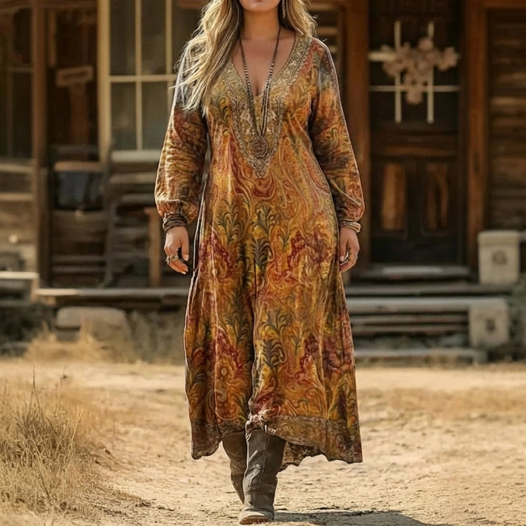 Penelope | Vintage-Inspired Long Sleeve Casual Dress - Plus size model