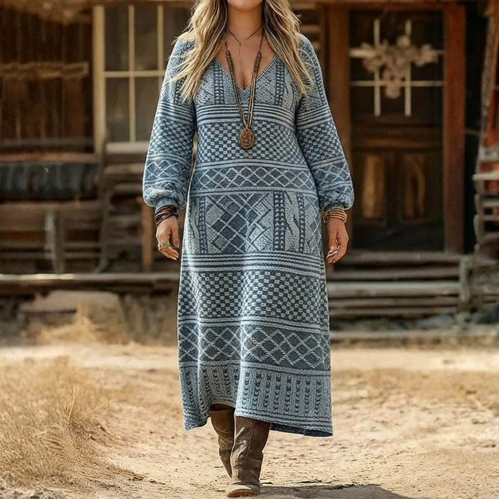 Harper | Vintage-Inspired Long Sleeve Casual Dress - Plus size model