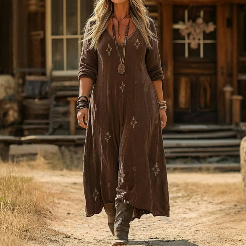 Evelyn | Vintage-Inspired Long Sleeve Casual Dress - Plus size model
