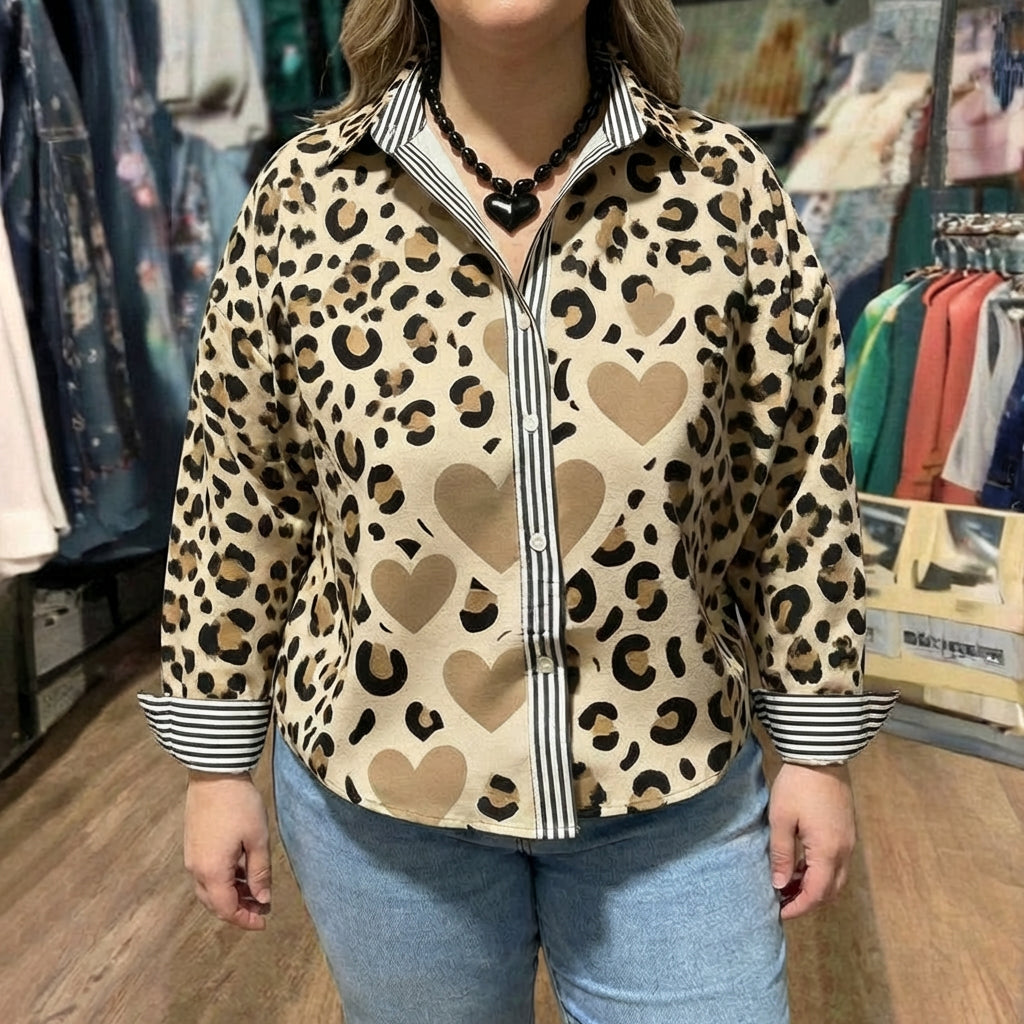 Vintage Leopard Print Shirt - Plus size model