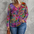 Vintage Floral Print T-Shirt - Plus size model