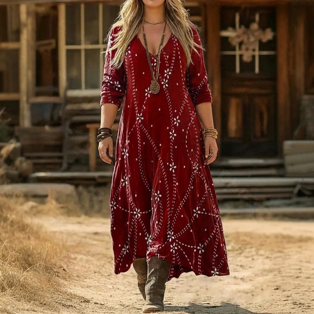Ava | Vintage-Inspired Long Sleeve Casual Dress - Plus size model