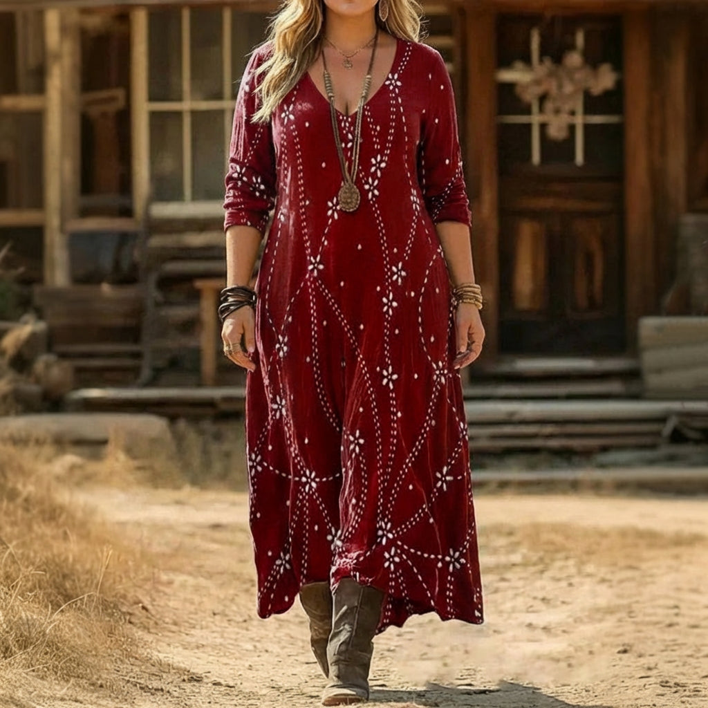 Ava | Vintage-Inspired Long Sleeve Casual Dress - Plus size model