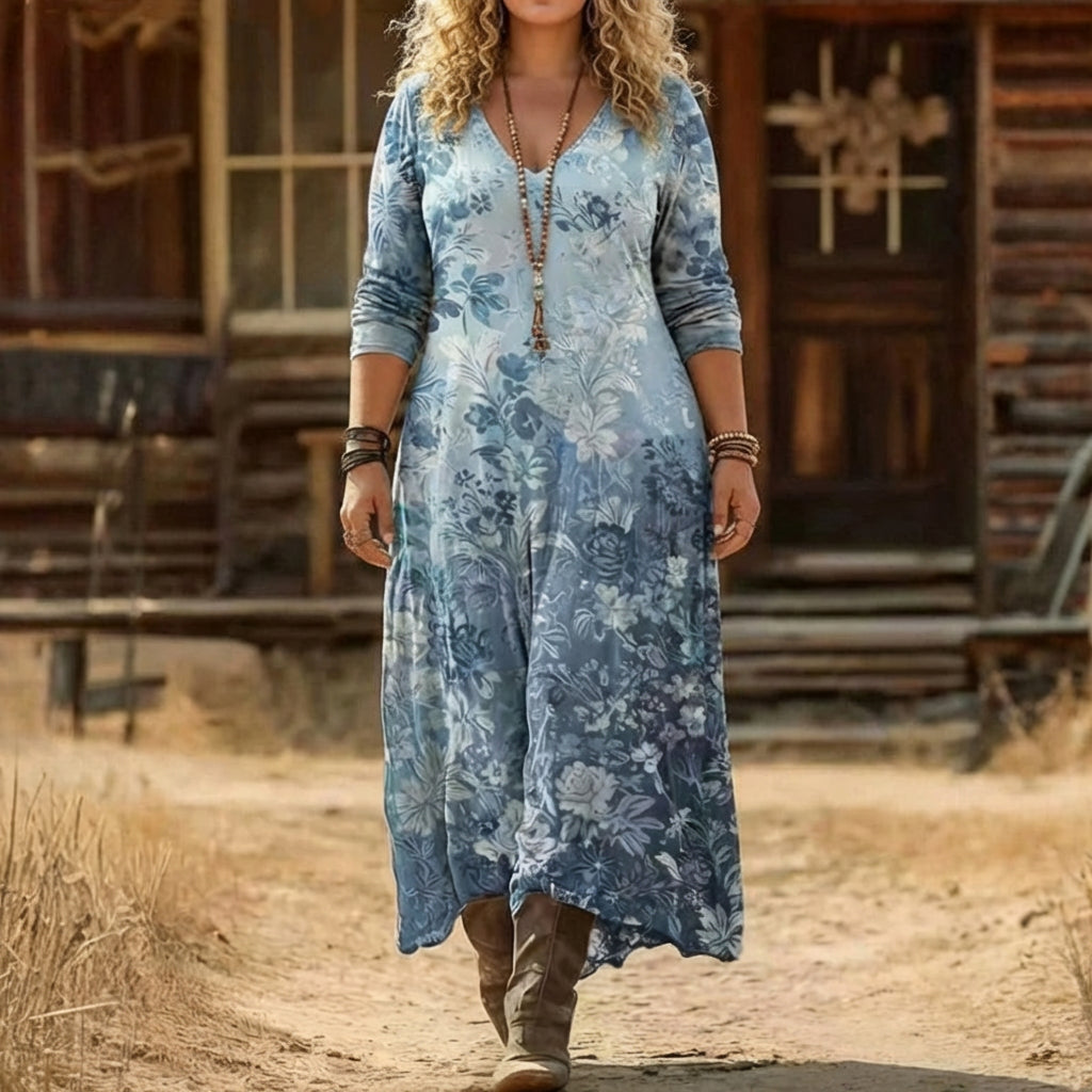 Victoria | Vintage-Inspired Long Sleeve Casual Dress - Plus size model