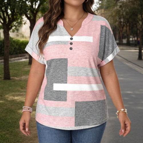 Abby | Casual Color Block Blouse - Plus size model