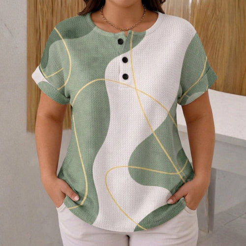 Abigail | Casual Color Block Blouse - Plus size model