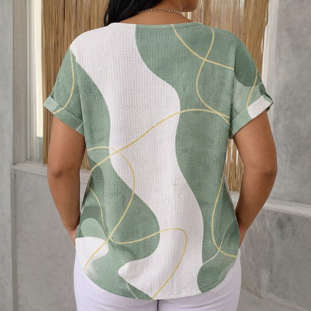 Abigail | Casual Color Block Blouse - Plus size model