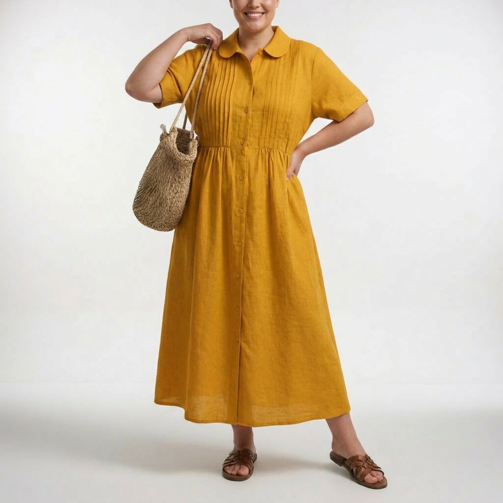 Lysandra™ - Flowing Summer Shirt Dress - Plus size model