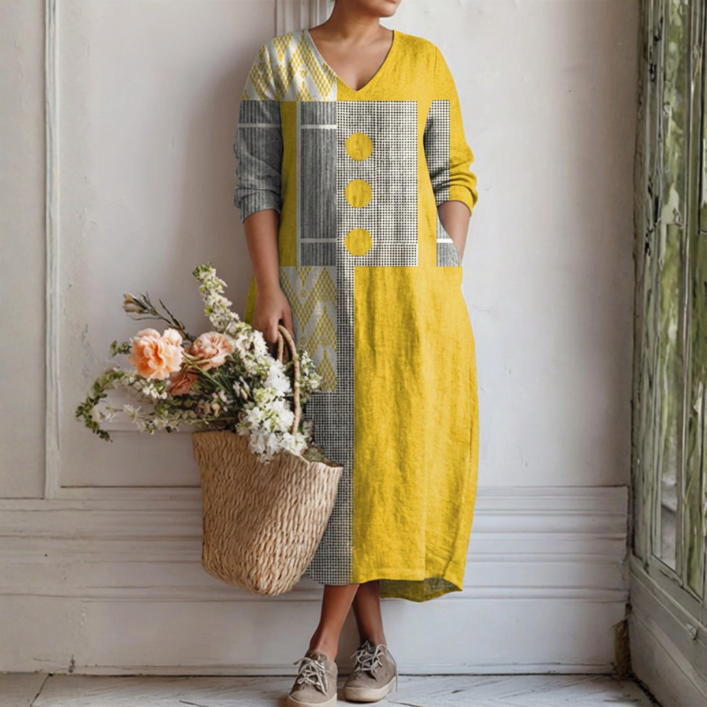 Emma - Easygoing Linen Dress - Plus size model