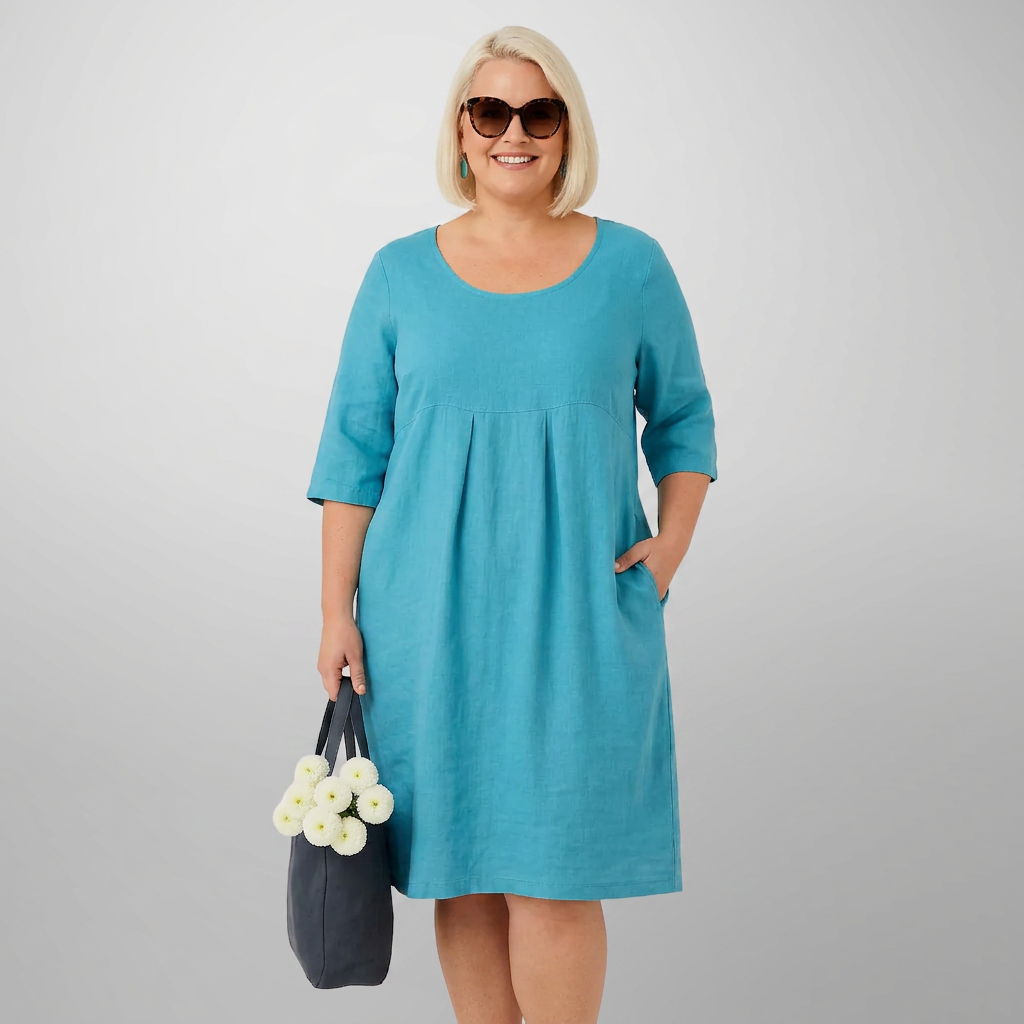 Calista | Linen Dress - Plus size model